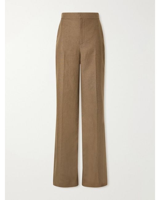 Ralph Lauren Natural Dean Linen Wide-Leg Pants