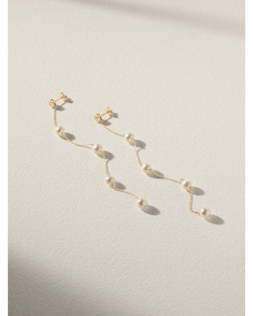 Mateo Natural 14-Karat, Diamond And Pearl Earrings