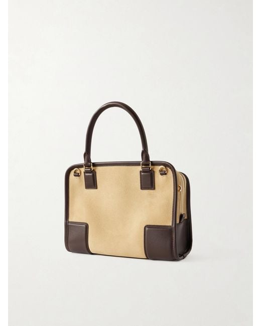 Loewe Metallic Amazona 180 Small Leather-Trimmed Suede Shoulder Bag