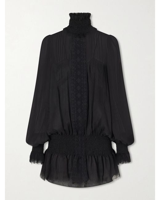 Dilara Findikoglu Black Drama Of Exile Silk-Crepon Mini Dress