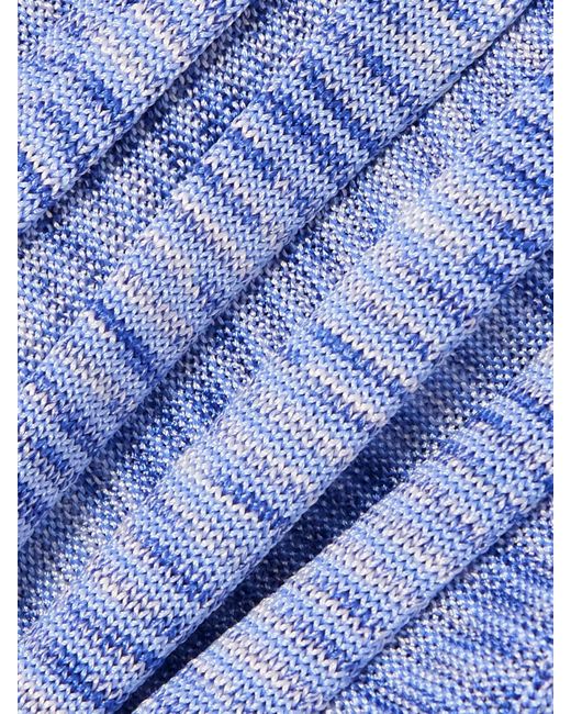 Zimmermann Blue Mouline Ribbed-Knit Midi Skirt