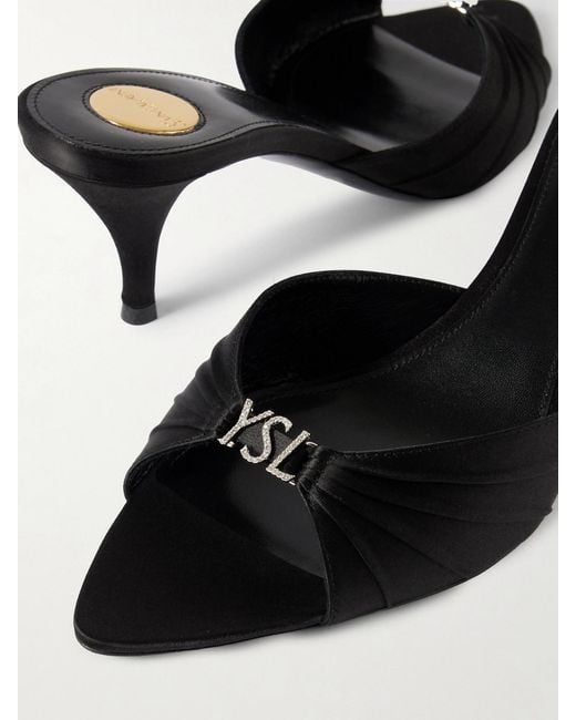 Saint Laurent Natural Jerry 60 Embellished Satin Mules
