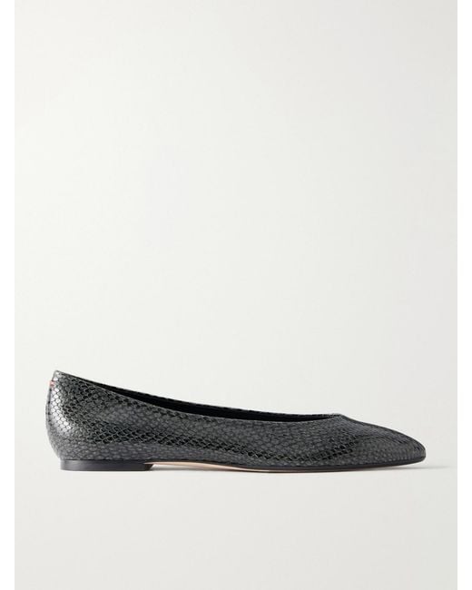 Aeyde White Ellie Snake-Effect Leather Ballet Flats