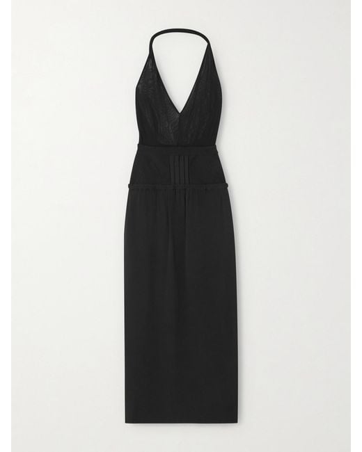 The Attico Black Jersey Halterneck Midi Dress