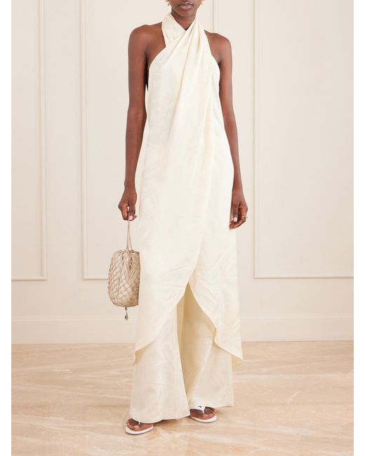 Johanna Ortiz White Silent Water Satin-Jacquard Tunic