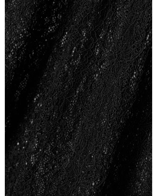 Veronica Beard Black Mylie Ruched Stretch-Lace Turtleneck Top