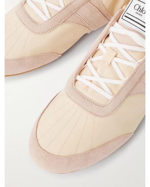 Chloé Natural Kick Suede-Trimmed Shell Sneakers