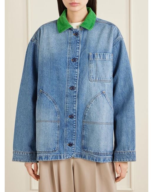 Doen Blue Pascual Corduroy-Trimmed Denim Jacket