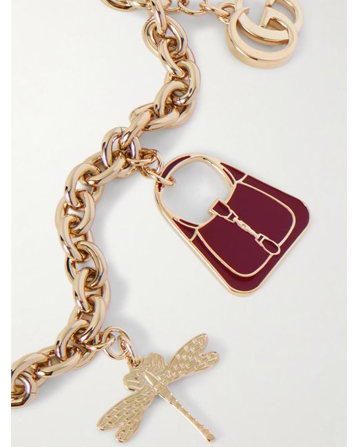 Gucci White Tone And Enamel Keychain
