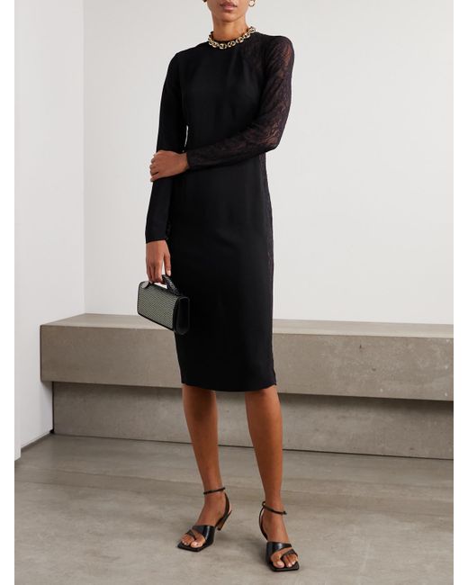 Stella McCartney Black Miracle Lace-Trimmed Crepe Dress