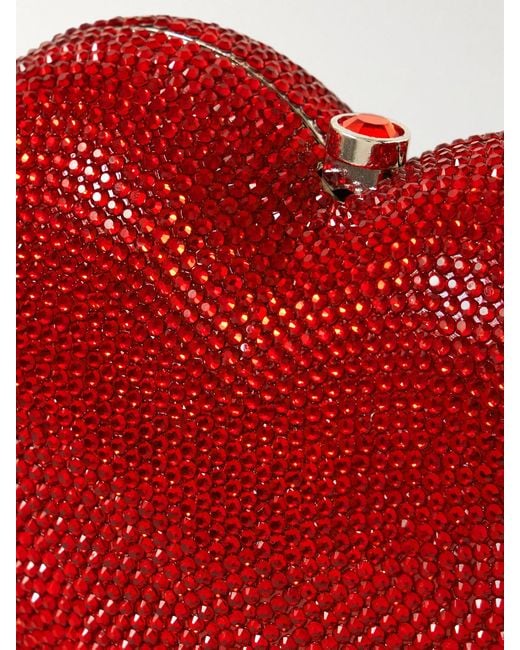 Judith Leiber Red Petit Coeur Silberfarbene Clutch Mit Kristallen
