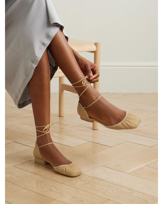 Lemaire Natural Ruched Leather Ballet Flats