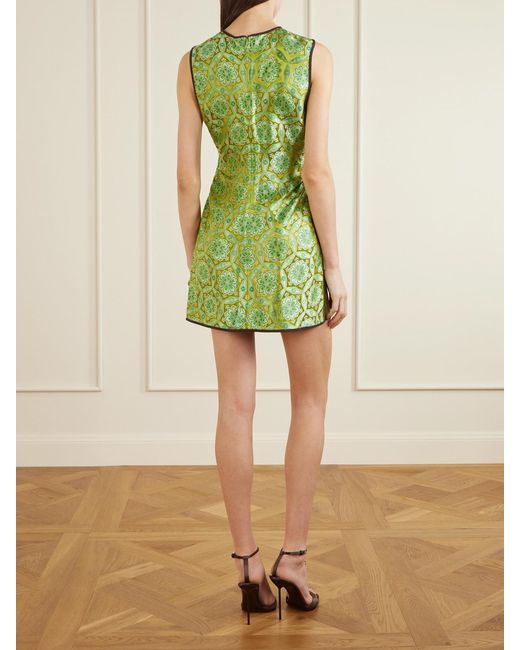 Christopher Esber Green Palmira Ruched Cutout Floral Brocade Mini Dress