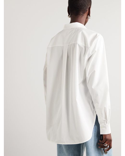 Totême White Oversized Embroidered Organic Cotton-Poplin Shirt