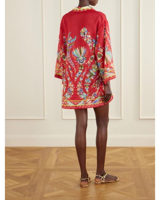 Etro Red Floral-Print Coverup