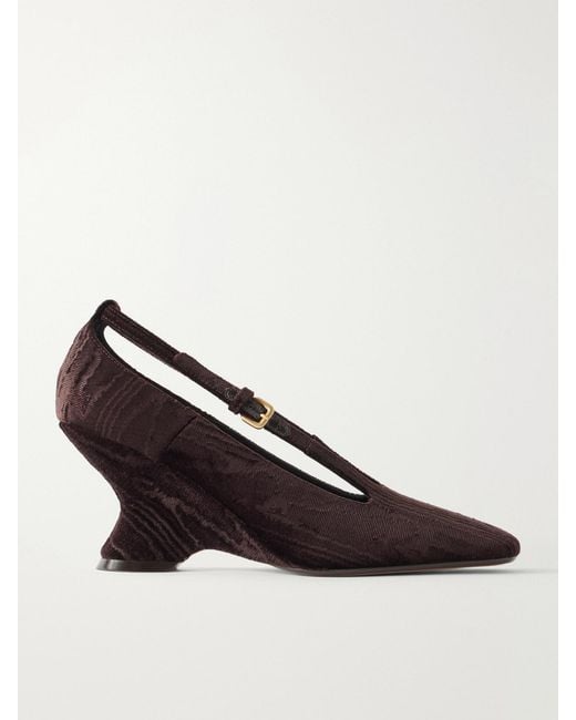 Dries Van Noten Brown Velvet Moiré Wedge Pumps