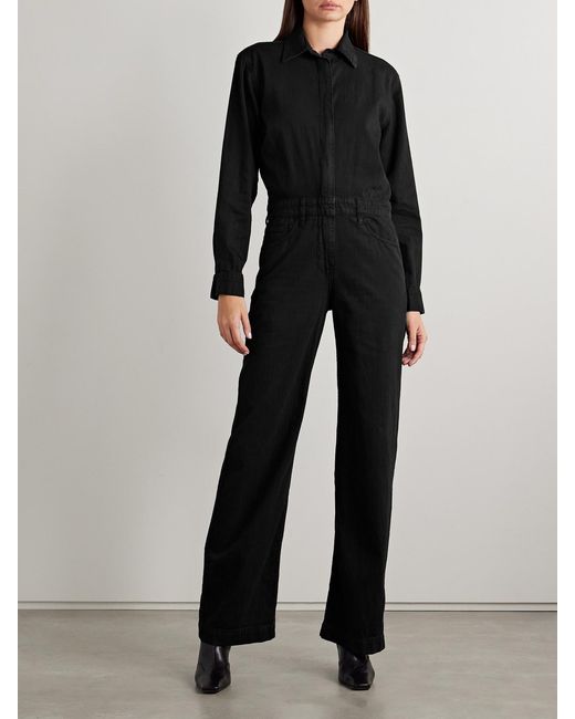 Rivet Utility Black Boyfriend Denim Jumpsuit