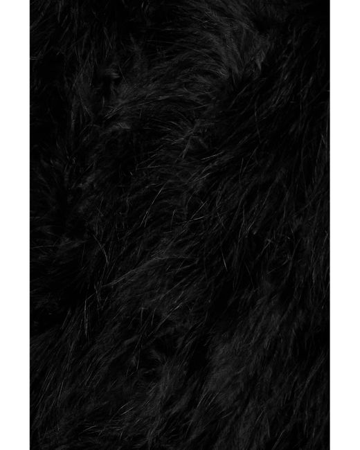 Yves Salomon Black Feather-Embellished Silk-Satin Vest
