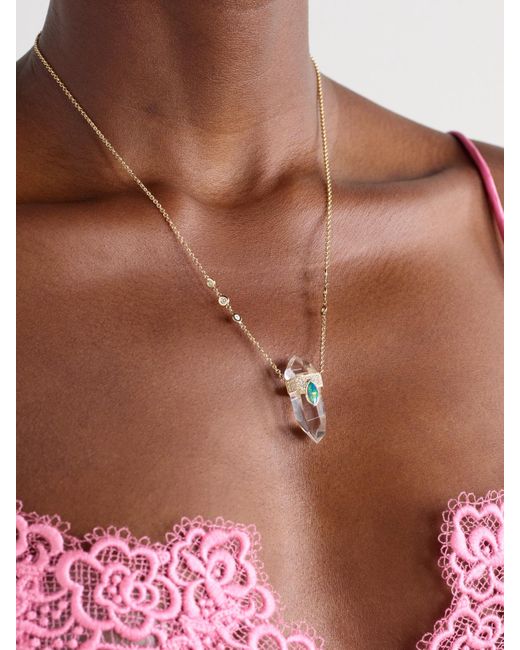 Jacquie Aiche Natural Kette Aus 14 Karat Mit Diamanten, Bergkristall Und Opal