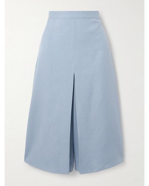 Valentino Garavani Blue Layered Canvas Wide-Leg Pants