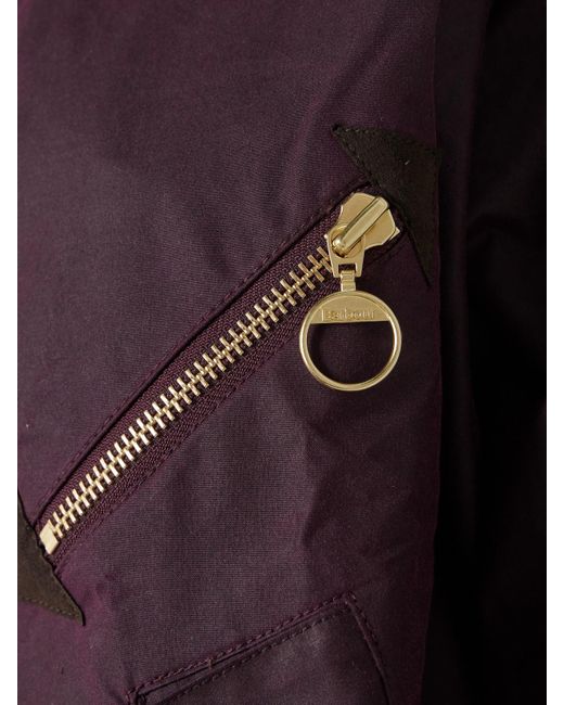 Barbour Purple Arlene Jacke Aus Gewachster Baumwolle Mit Cordbesatz