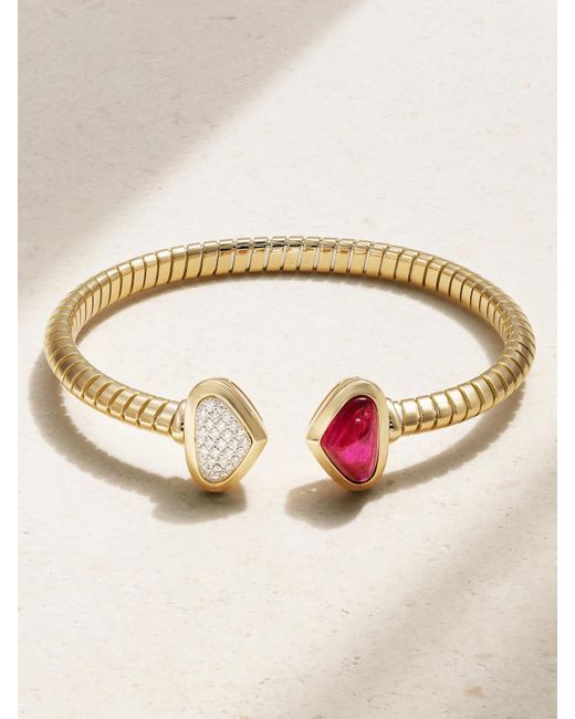 Marina B Natural Trisolina Castagna 18-Karat, Diamond And Rubellite Bracelet
