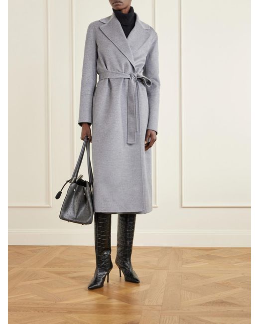 Stella McCartney Gray Iconic Stella Belted Wool Coat