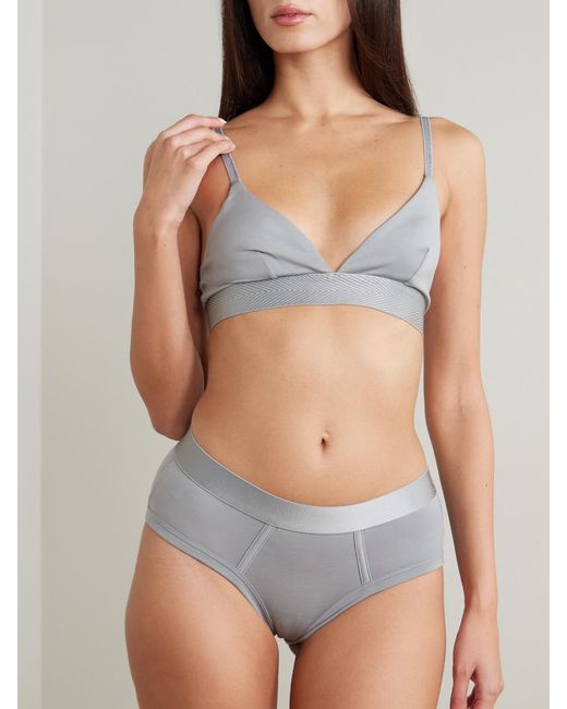 CDLP Gray Set Of Three Stretch-Tencel Lyocell Briefs