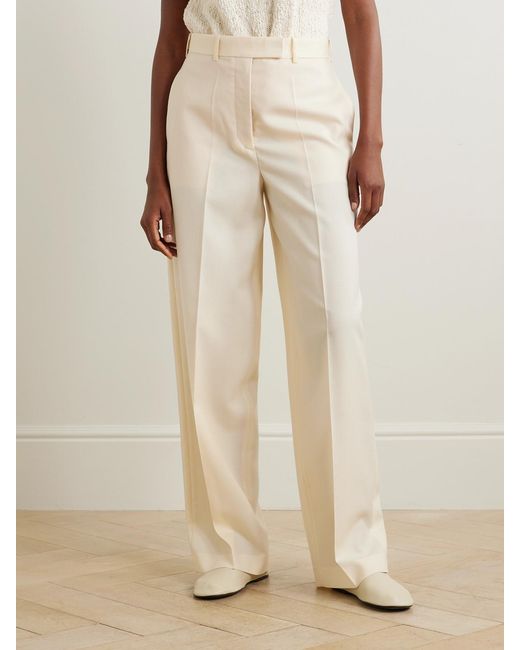 Rohe White Wool-Twill Wide-Leg Pants