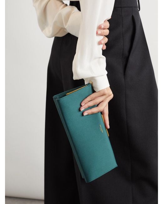 Saint Laurent Green Midnight Small Satin Clutch