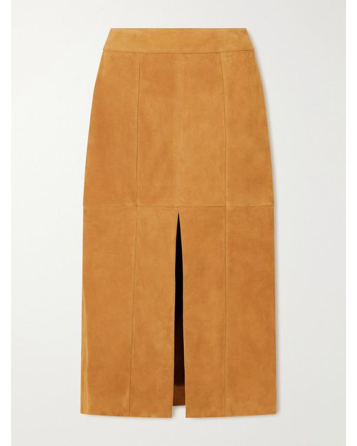 Ulla Johnson Brown Orion Suede Midi Skirt