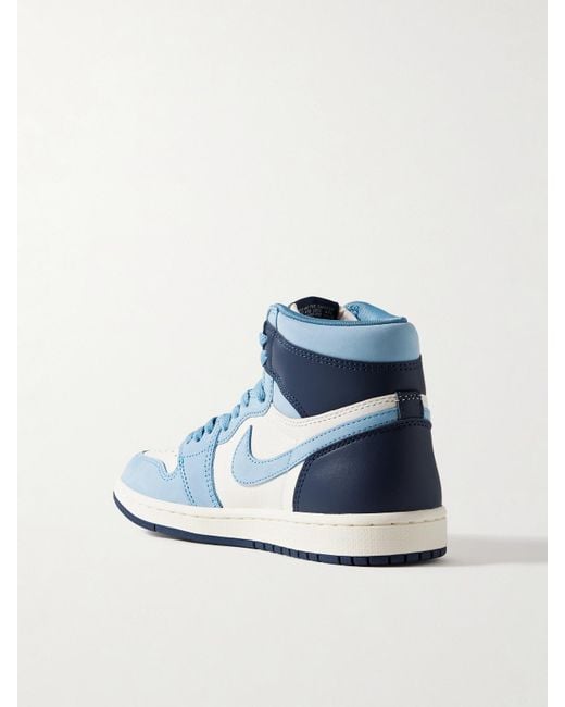 Nike Blue Air Jordan 1 Retro Og Leather And Nubuck High-Top Sneakers