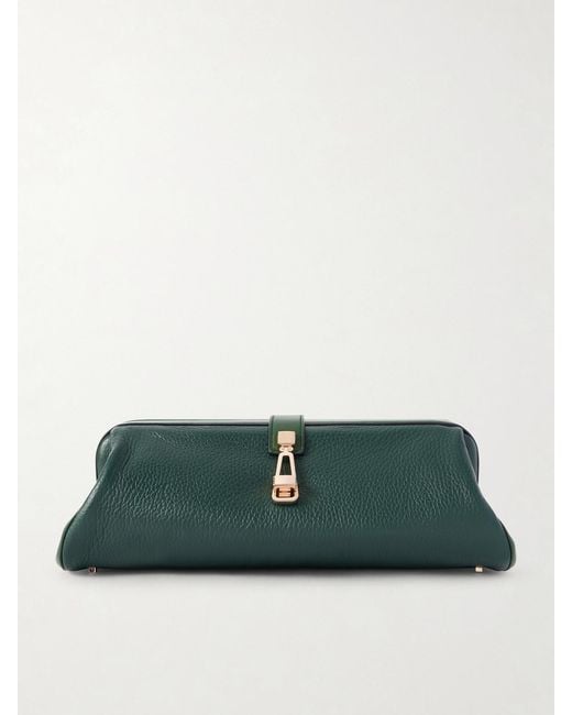 Gabriela Hearst Green Paola Textured-Leather Clutch