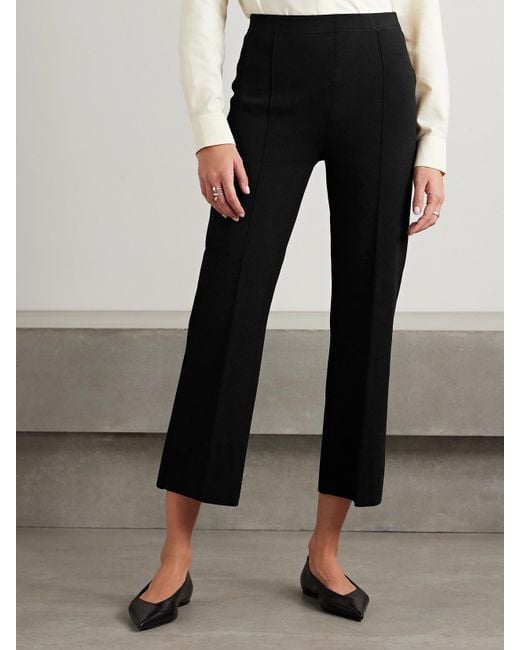 Theory Black Cropped Knitted Flared Pants