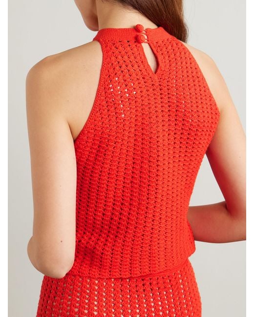 Escvdo Red Reflejo Crocheted Cotton Tank