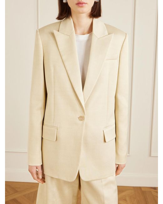 Another Tomorrow Natural Oversized Twill Blazer