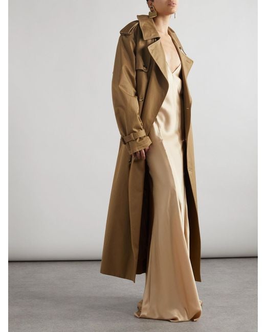 Saint Laurent Natural Open-Back Paneled Silk-Satin Gown