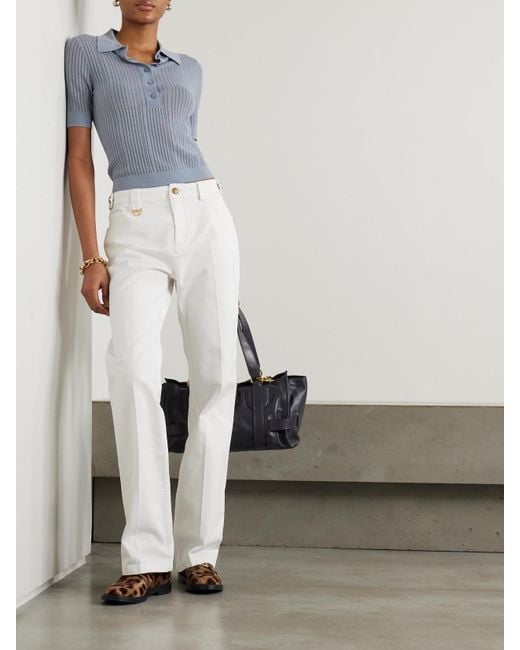 Chloé White Embellished Mid-Rise Straight-Leg Jeans