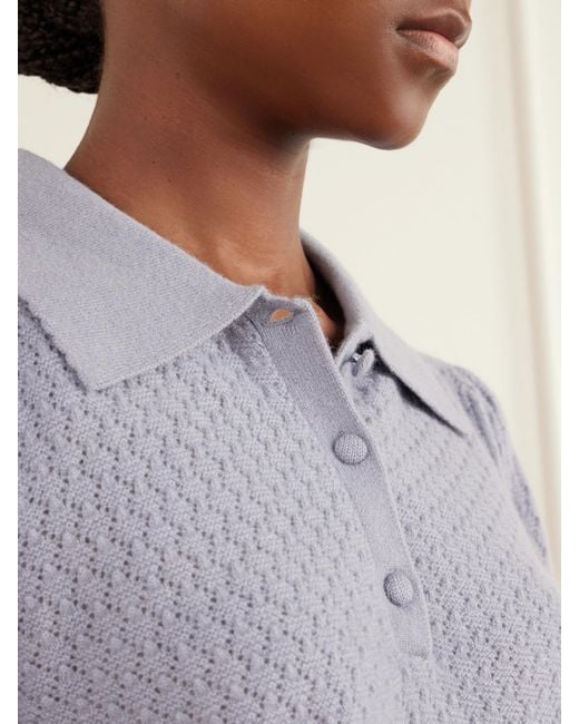 FRAME Purple The Honeycomb Cashmere Polo Sweater
