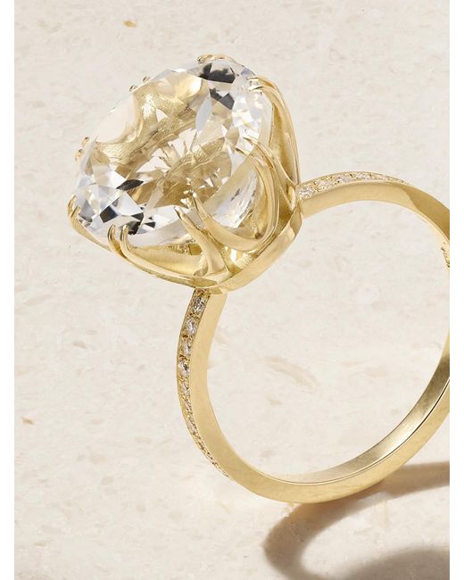 Ileana Makri Natural Solitaire Crown 18-Karat, Topaz And Diamond Ring