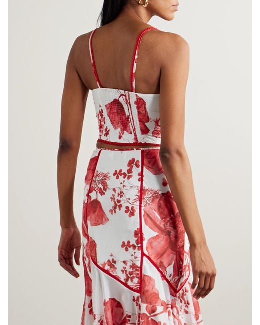 Charo Ruiz Red Peisy Verkürztes Bustier Aus Einer Baumwollmischung Mit Blumenprint Und Wellenkanten