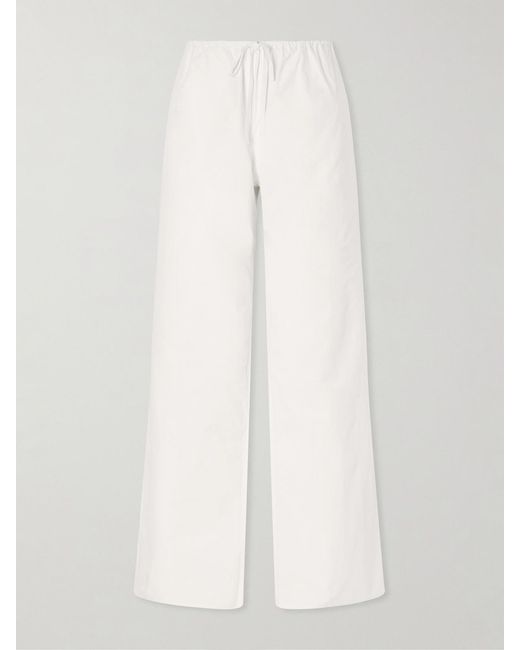 Matteau White Drawcord Cotton Straight-Leg Pants