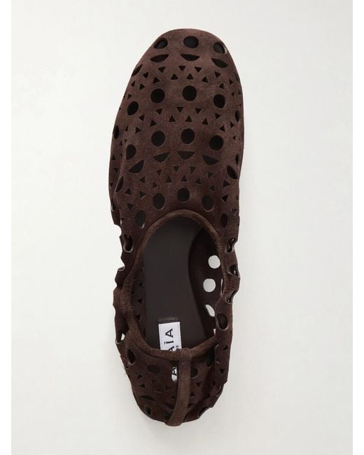 Alaïa White Neo Vienne Perforated Suede Ballet Flats