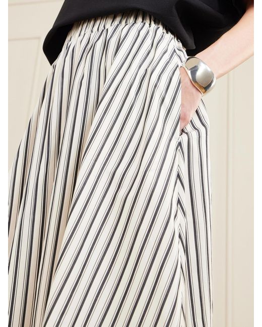 Maria McManus White Striped Organic Cotton-Poplin Midi Skirt