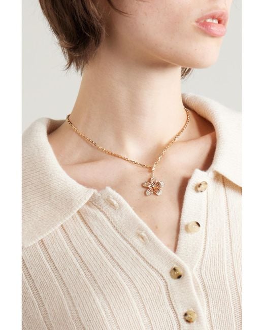 Sydney Evan Natural Large Plumeria Kette Aus 14 Karat Mit Diamanten Und Saphiren