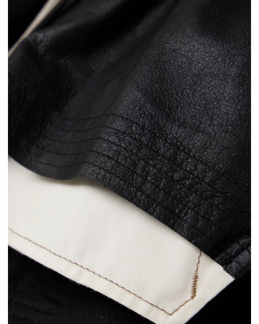 Rick Owens Black Fog Leather Shorts