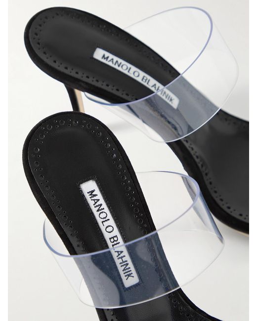 Manolo Blahnik Black Scolto 90 Pvc Mules