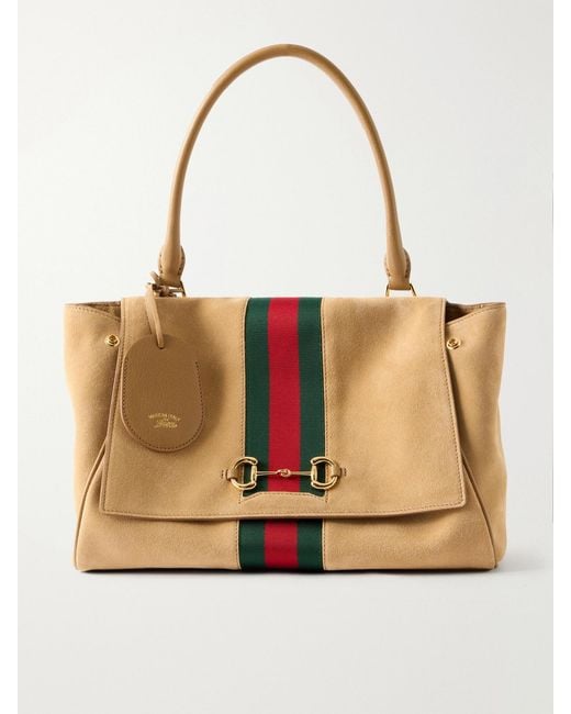 Gucci Natural Paparazzo Medium Suede Shoulder Bag