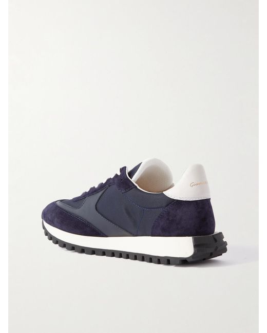 Gianvito Rossi Blue Gravel Suede, Leather And Shell Sneakers