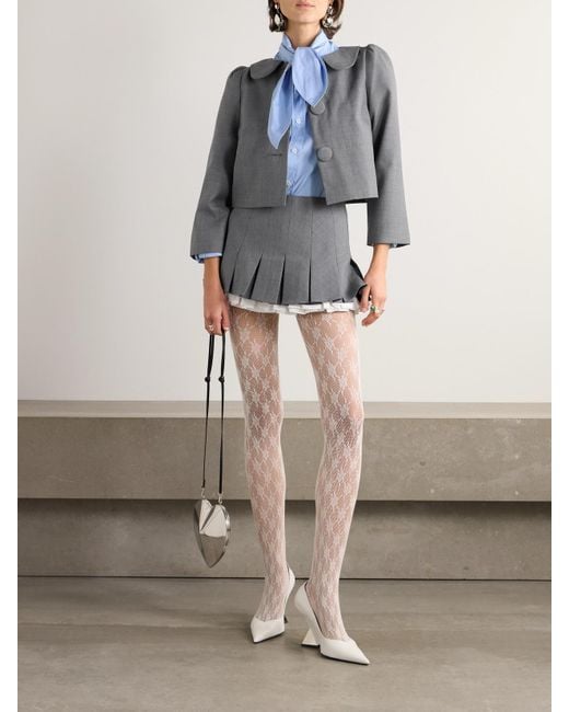 ShuShu/Tong Gray Cropped Grain De Poudre Jacket
